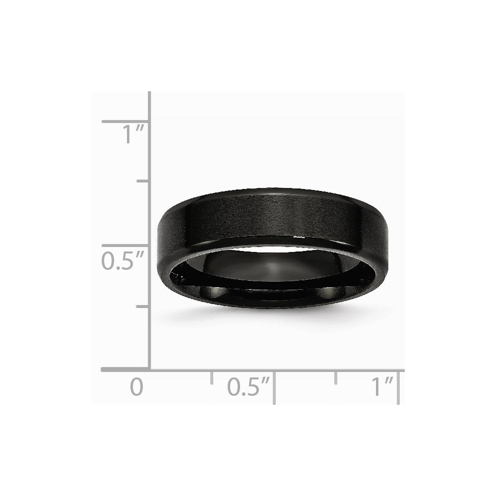 Stainless Steel 6mm Black IP-plated Brushed/Polished Beveled Edge Band