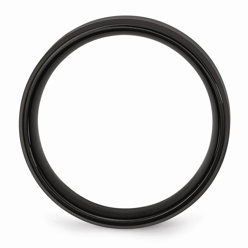 Stainless Steel 8mm Black IP-plated Brushed/Polished Beveled Edge Band