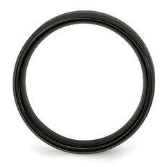 Stainless Steel Polished Brushed Center Black IP-plated 8mm Beveled Edge Band