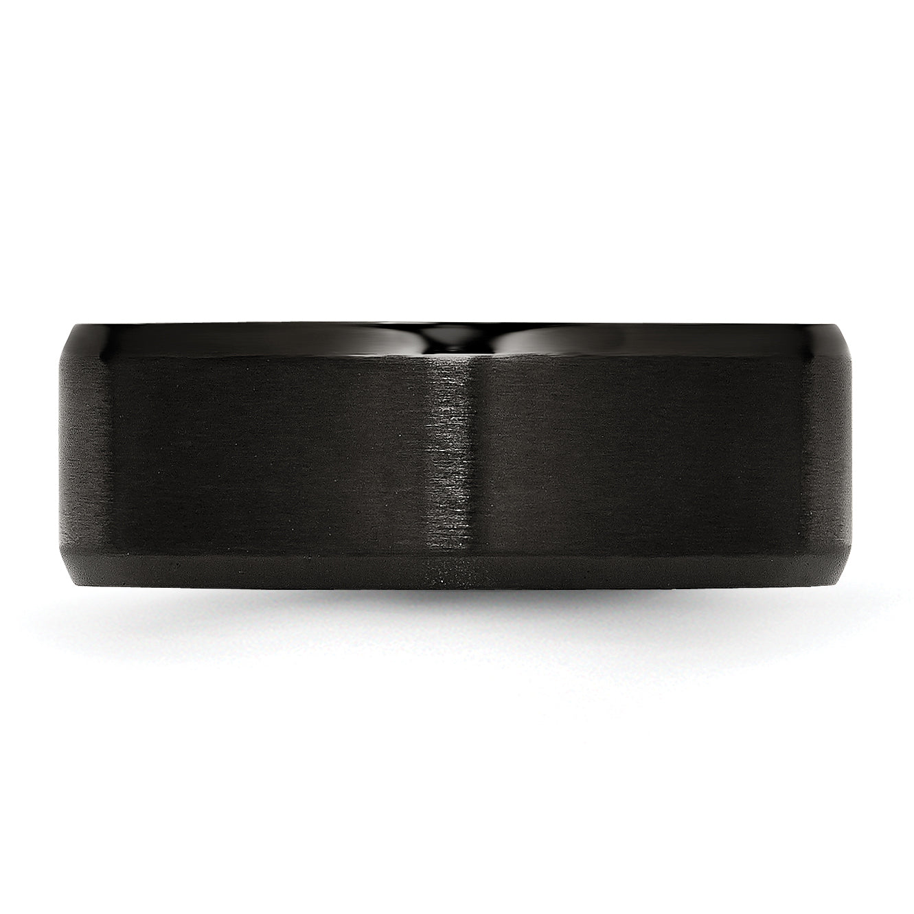 Stainless Steel Polished Brushed Center Black IP-plated 8mm Beveled Edge Band