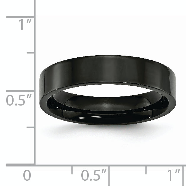 Stainless Steel Polished Black IP-plated 5mm Flat Band