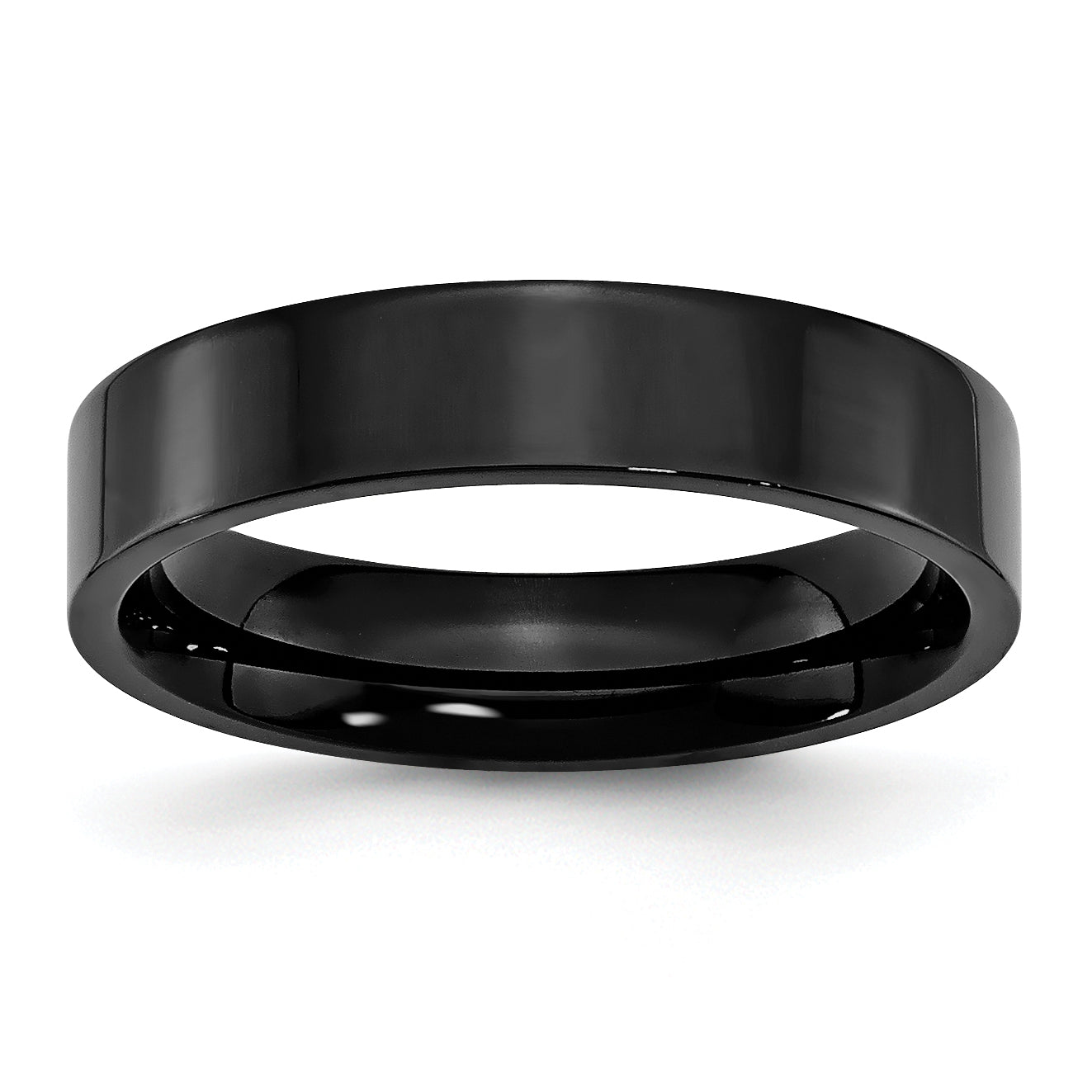 Stainless Steel Polished Black IP-plated 5mm Flat Band