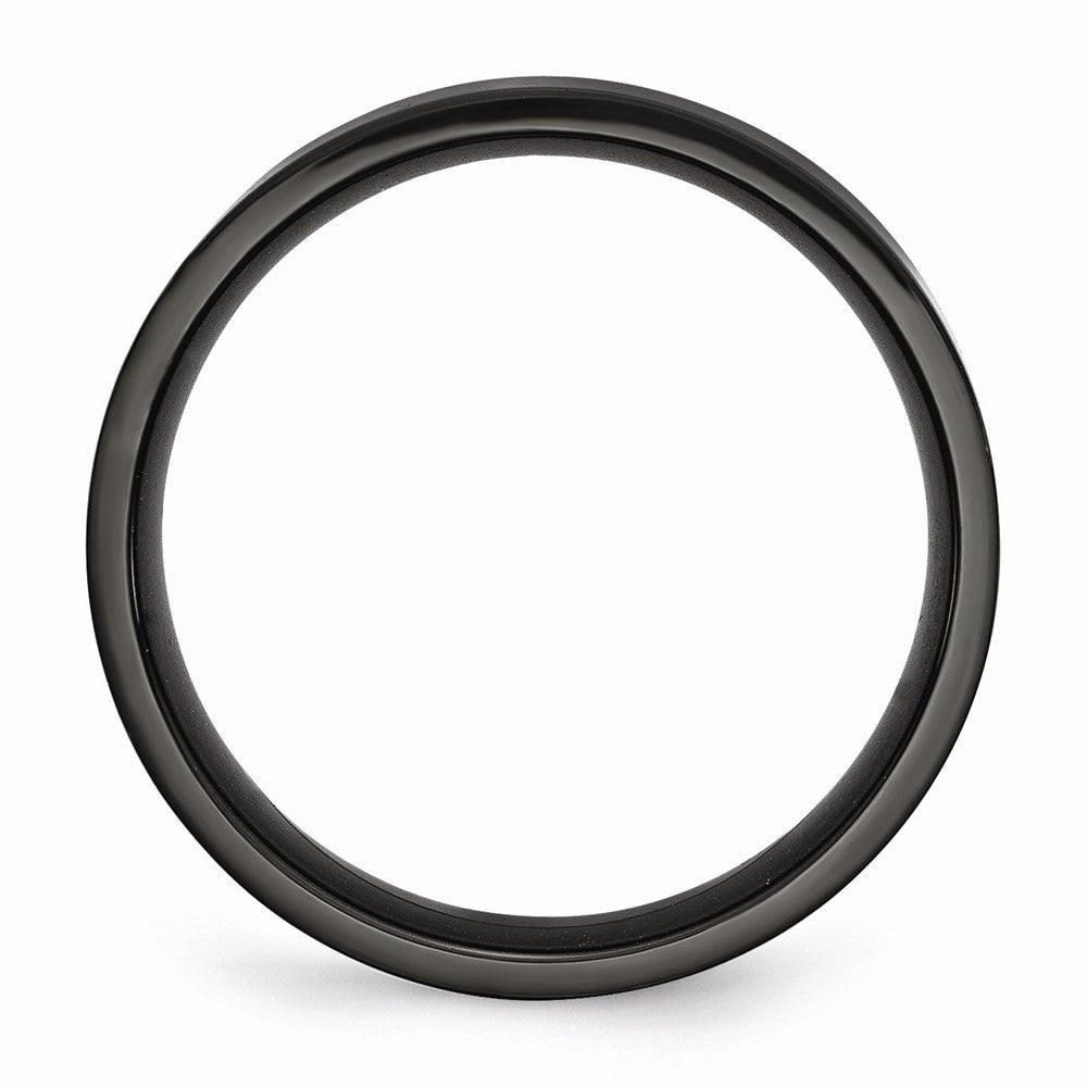 Stainless Steel 6mm Black IP-plated Polished Flat Band