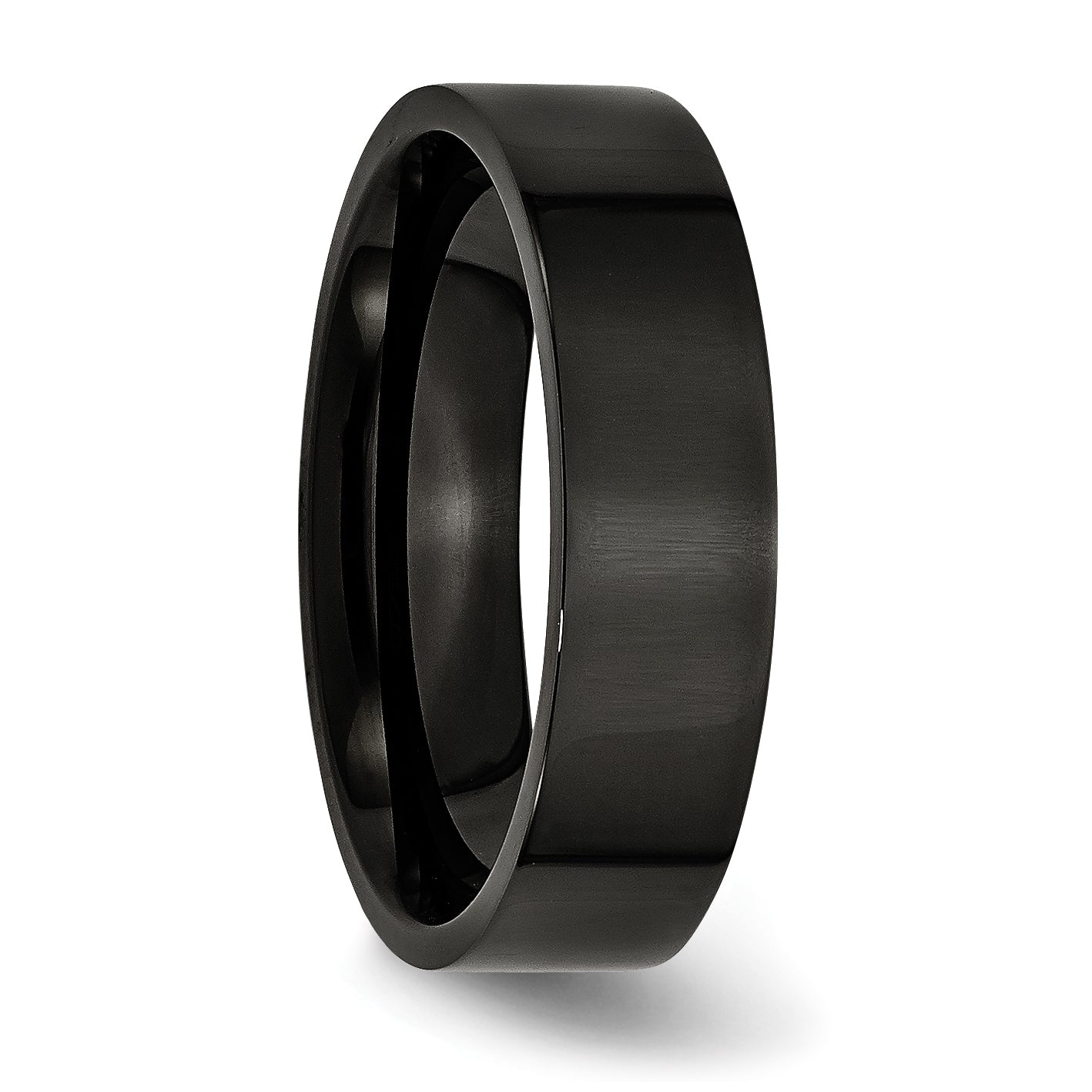 Stainless Steel Polished Black IP-plated 6mm Flat Band