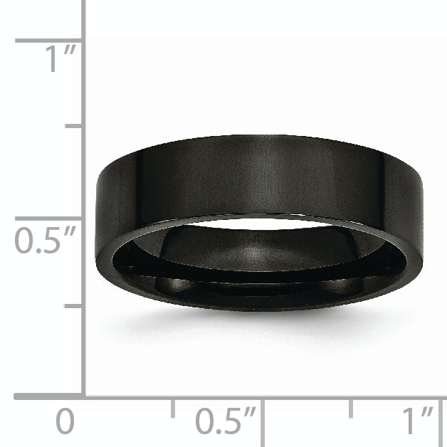 Stainless Steel Polished Black IP-plated 6mm Flat Band