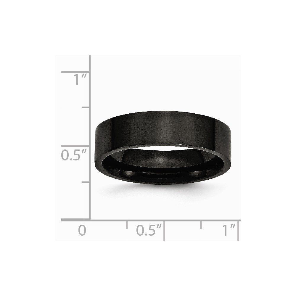 Stainless Steel 6mm Black IP-plated Polished Flat Band