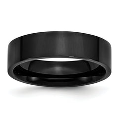 Stainless Steel Polished Black IP-plated 6mm Flat Band