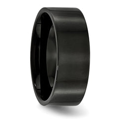 Stainless Steel Polished Black IP-plated 8mm Flat Band