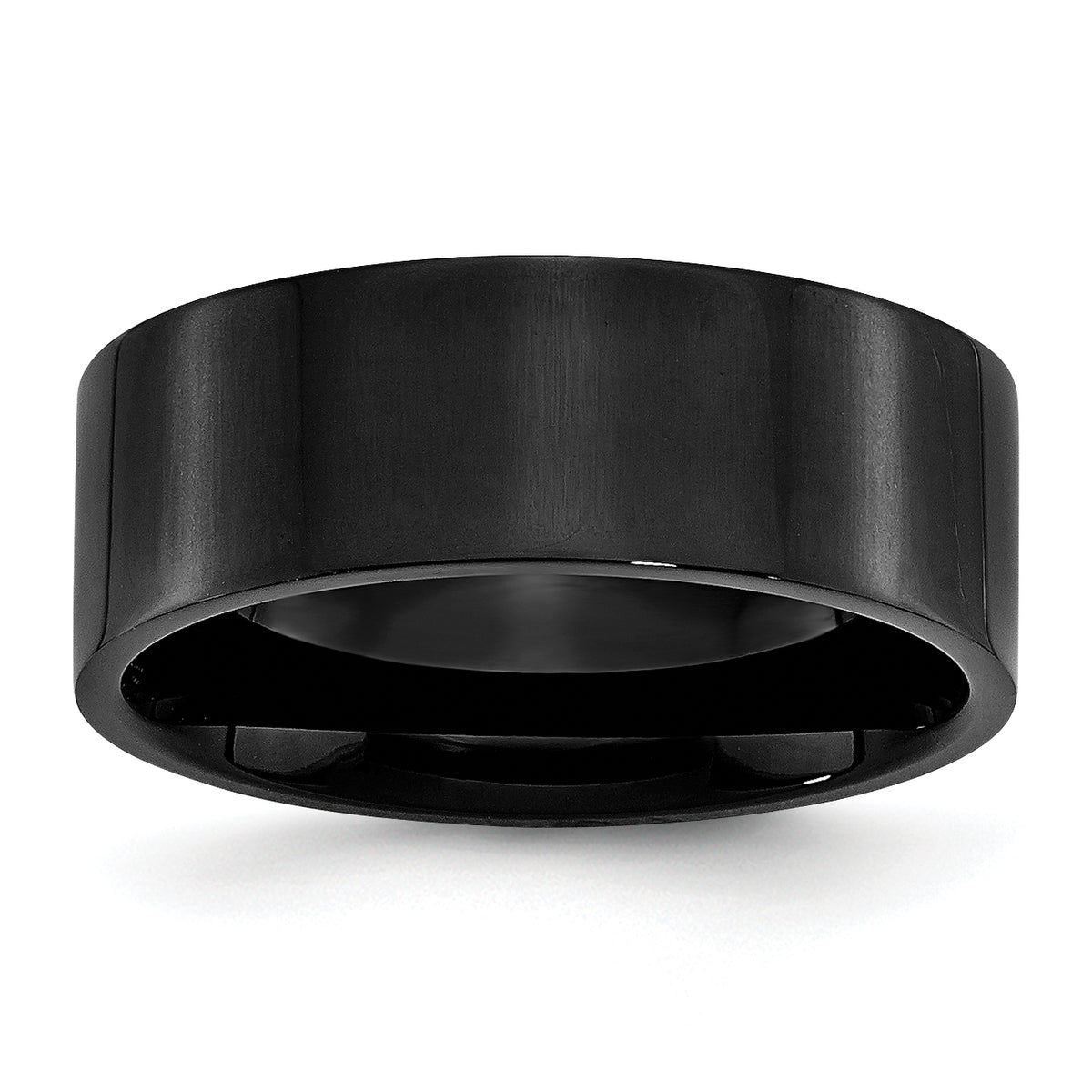 Stainless Steel Polished Black IP-plated 8mm Flat Band