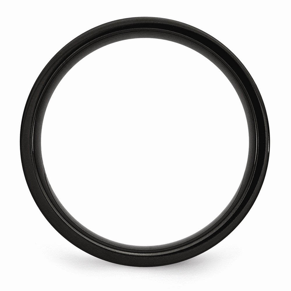 Stainless Steel 5mm Black IP-plated Brushed Flat Band