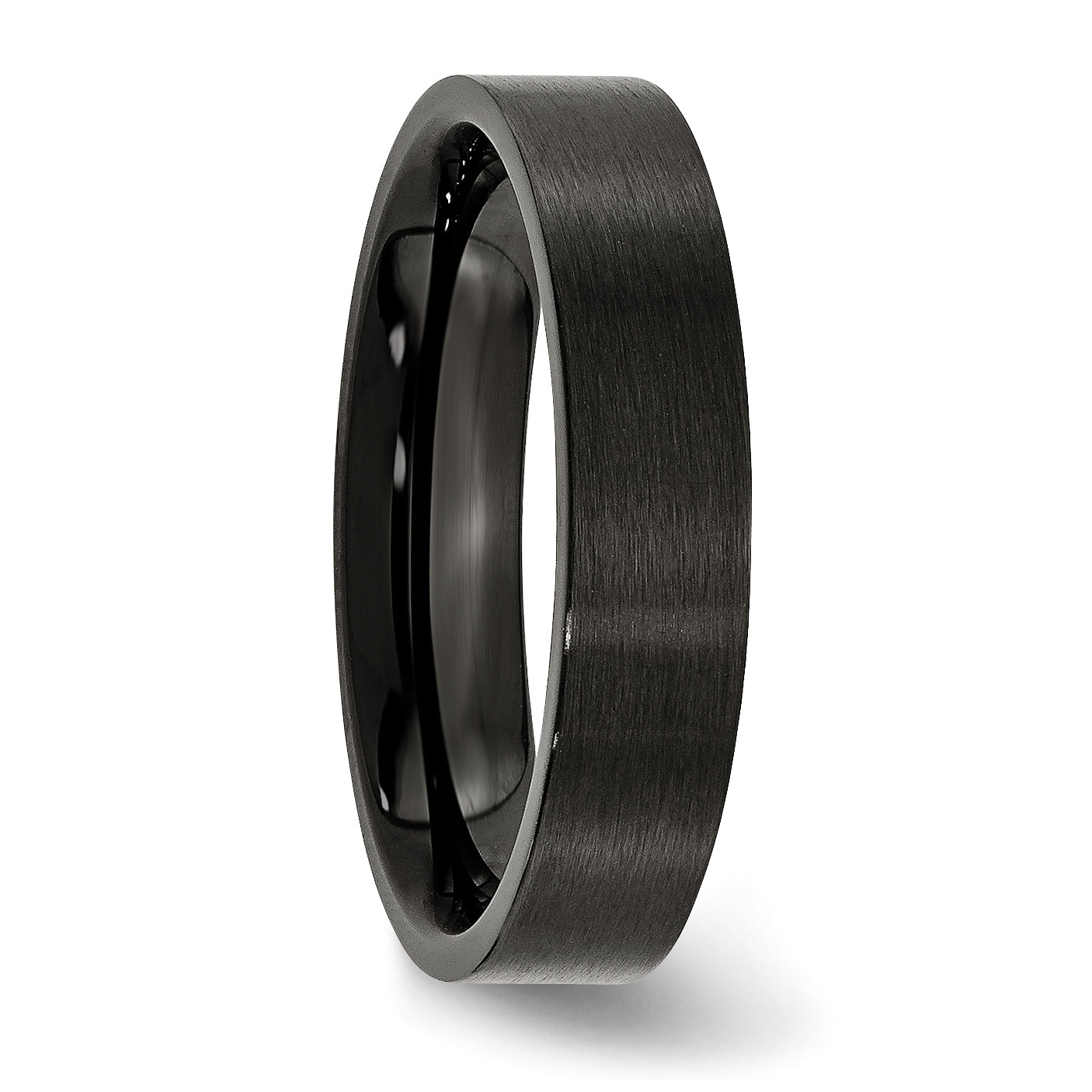 Stainless Steel Brushed Black IP-plated 5mm Flat Band