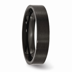 Stainless Steel 5mm Black IP-plated Brushed Flat Band