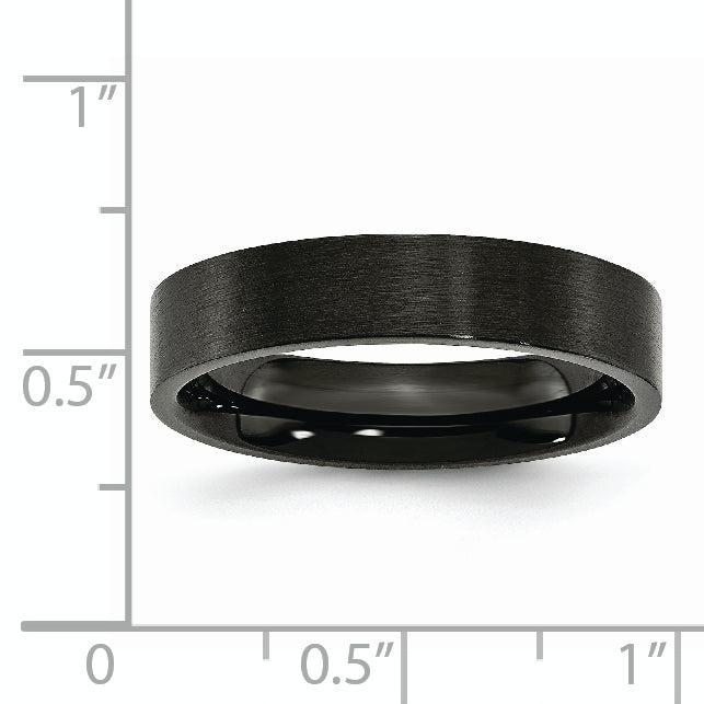 Stainless Steel Brushed Black IP-plated 5mm Flat Band