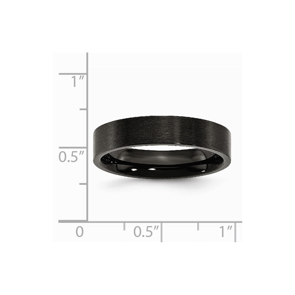 Stainless Steel 5mm Black IP-plated Brushed Flat Band