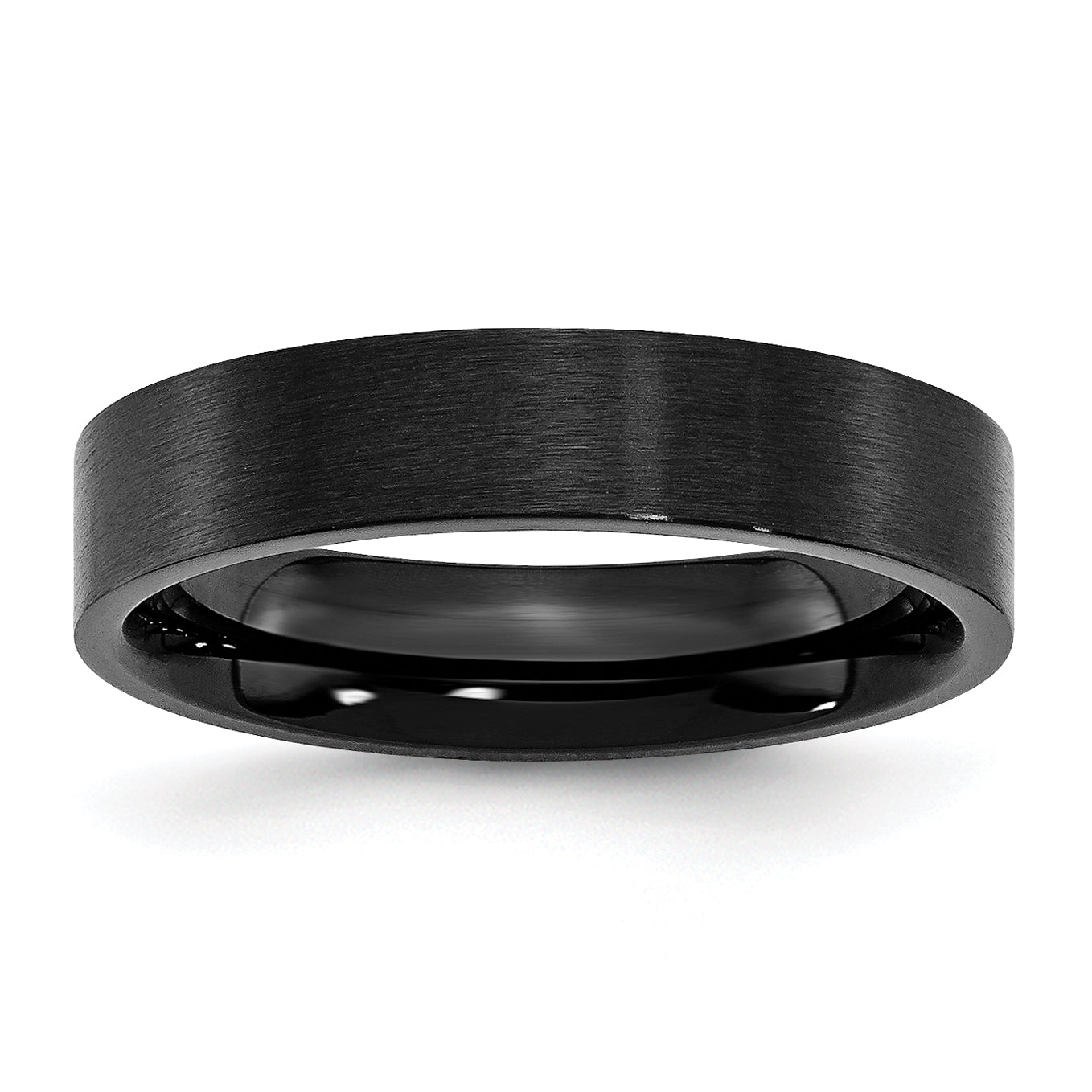 Stainless Steel Brushed Black IP-plated 5mm Flat Band