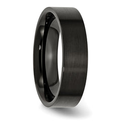 Stainless Steel Brushed Black IP-plated 6mm Flat Band