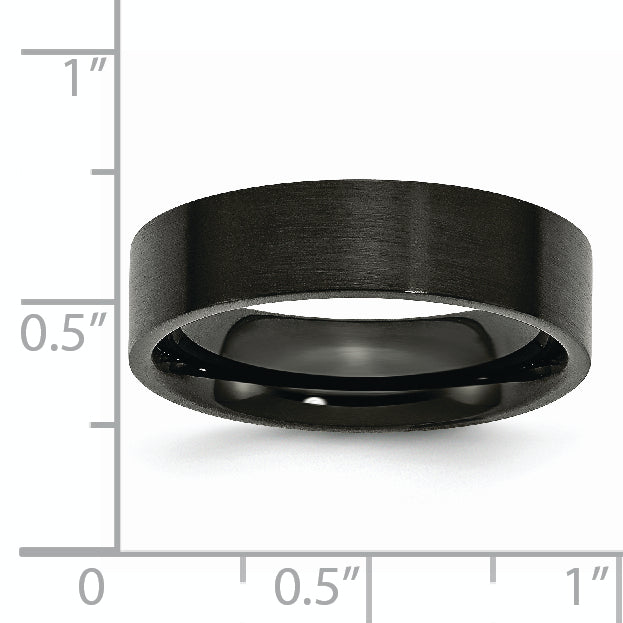 Stainless Steel Brushed Black IP-plated 6mm Flat Band