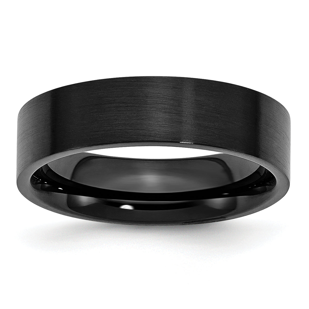 Stainless Steel Brushed Black IP-plated 6mm Flat Band