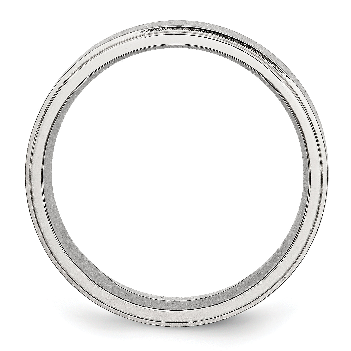 Stainless Steel Polished with Brushed Center 7mm Ridged Edge Band