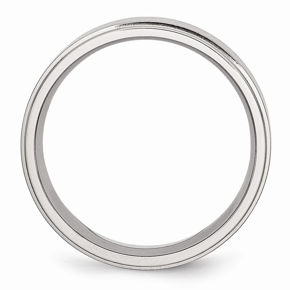 Stainless Steel Ridged Edge 7mm Brushed and Polished Band