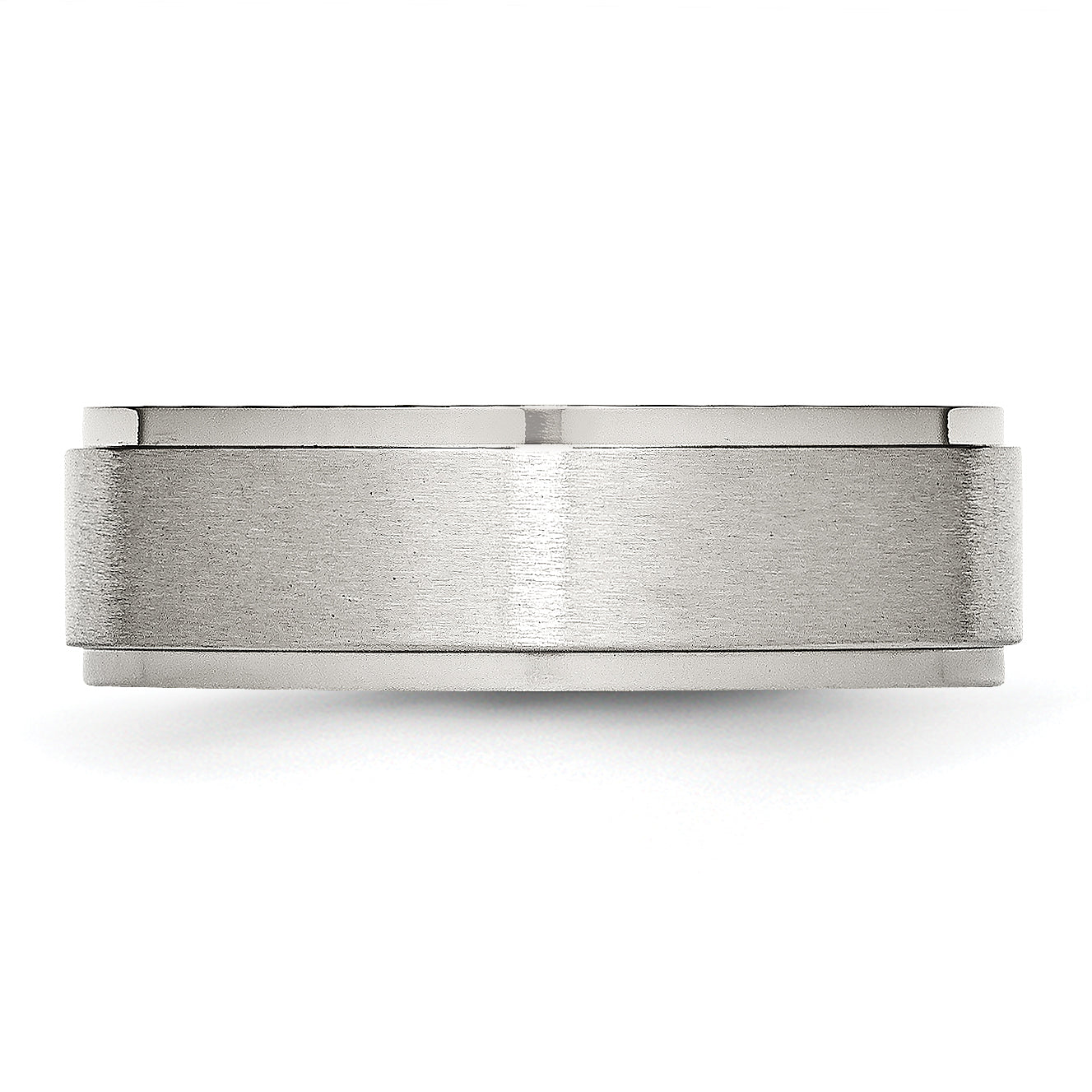 Stainless Steel Polished with Brushed Center 7mm Ridged Edge Band