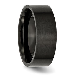 Stainless Steel Brushed Black IP-plated 8mm Flat Band