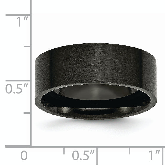 Stainless Steel Brushed Black IP-plated 8mm Flat Band