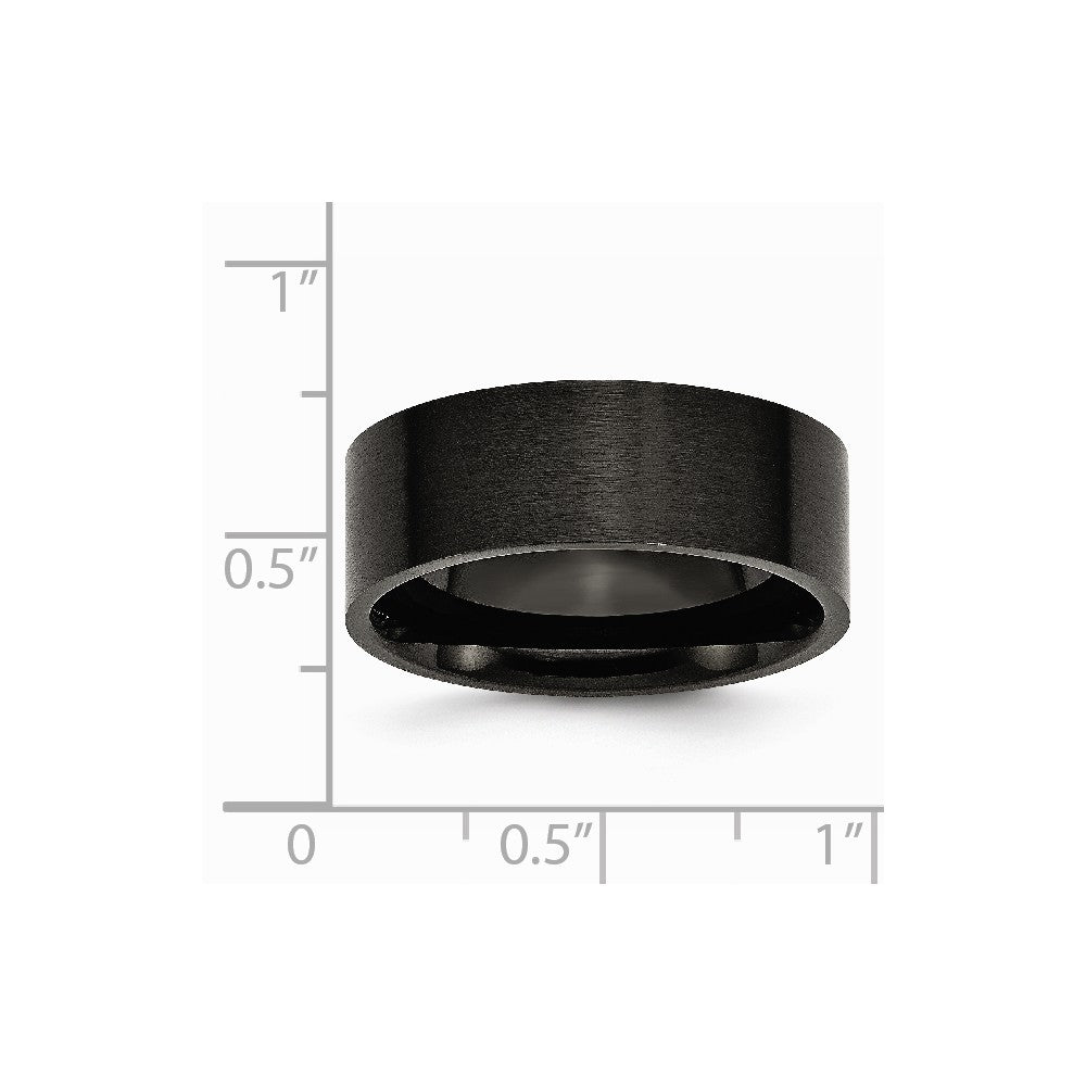 Stainless Steel 8mm Black IP-plated Brushed Flat Band