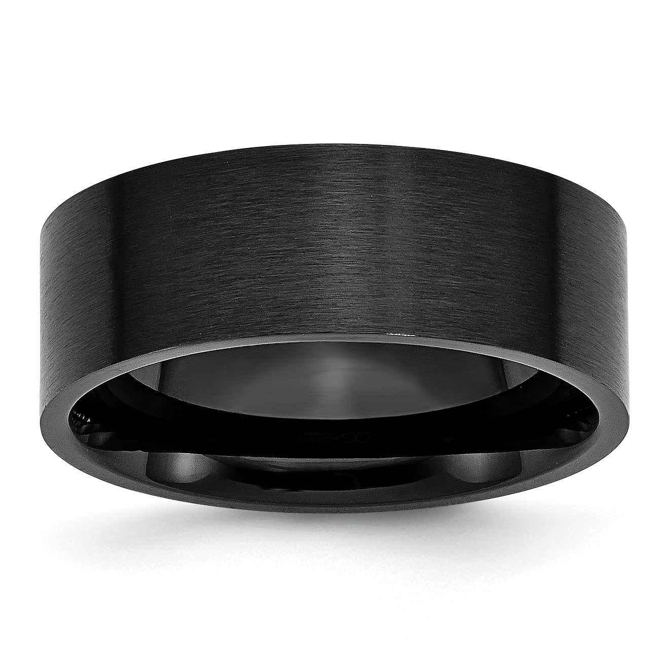 Stainless Steel Brushed Black IP-plated 8mm Flat Band