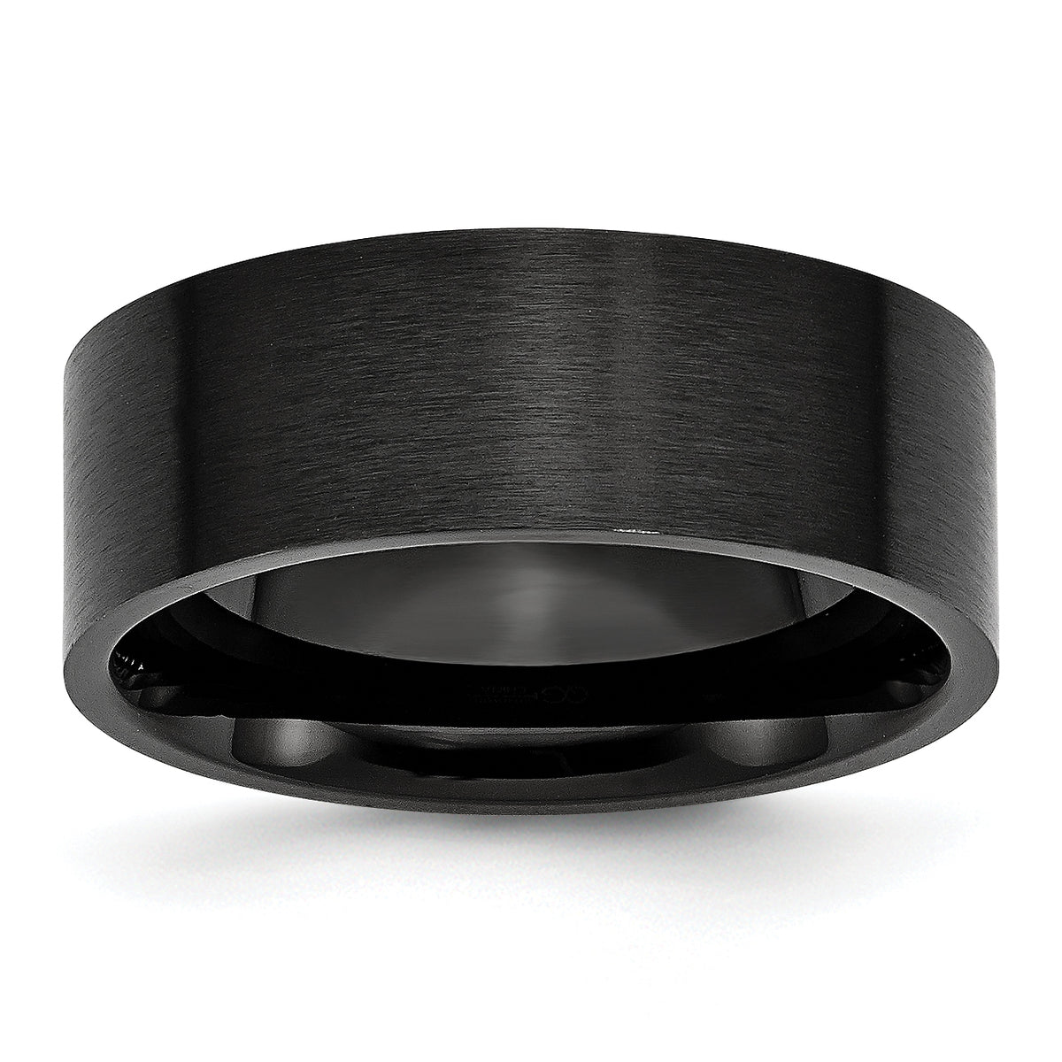 Stainless Steel Brushed Black IP-plated 8mm Flat Band