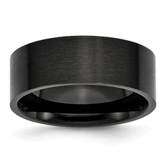 Stainless Steel Brushed Black IP-plated 8mm Flat Band