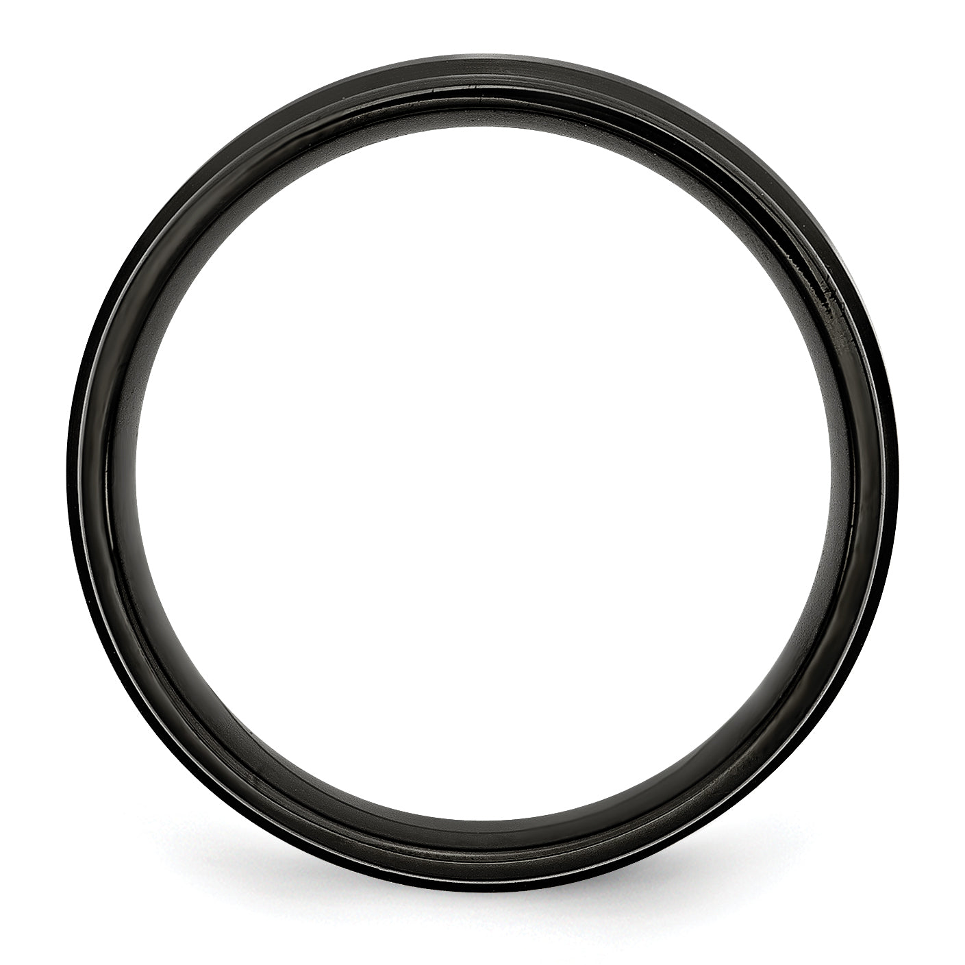 Stainless Steel 6mm Black IP-plated Brushed Center with Polished Edges Band