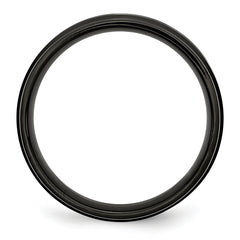 Stainless Steel 6mm Black IP-plated Brushed Center with Polished Edges Band