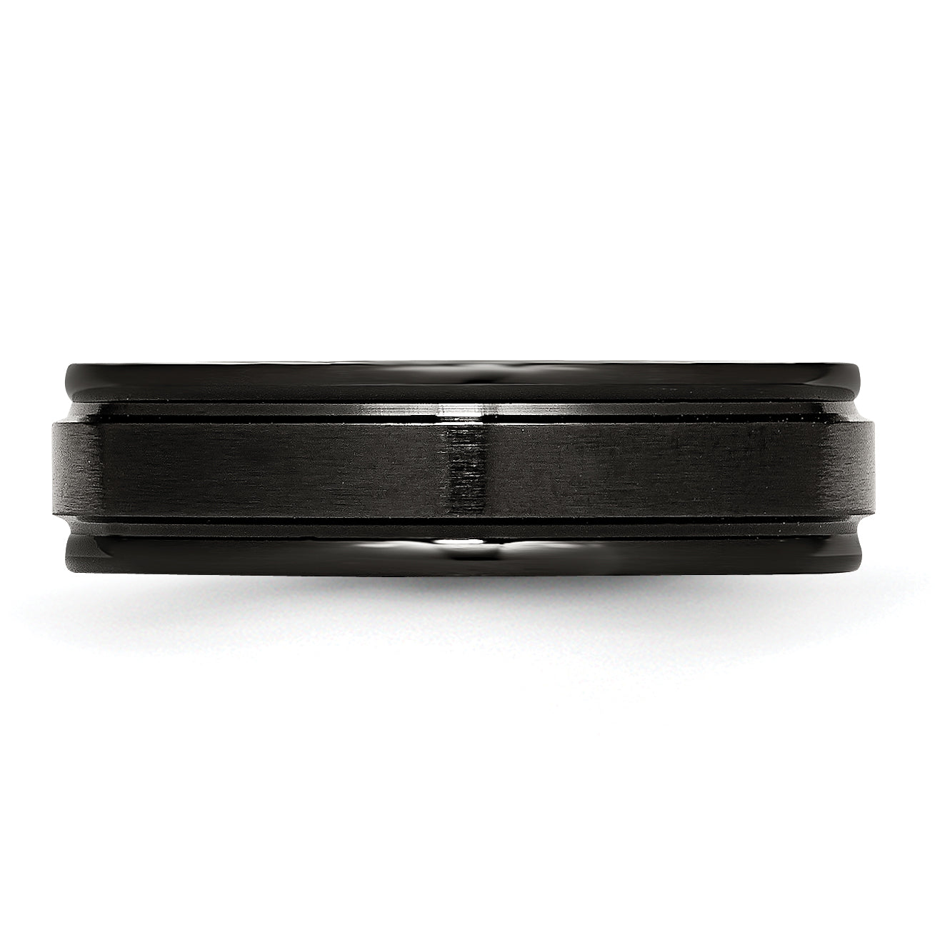 Stainless Steel 6mm Black IP-plated Brushed Center with Polished Edges Band