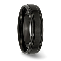 Stainless Steel 6mm Black IP-plated Brushed Center with Polished Edges Band