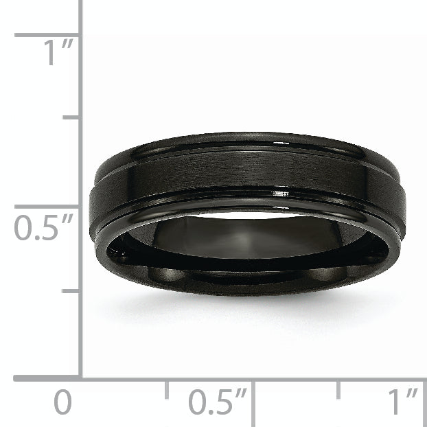 Stainless Steel 6mm Black IP-plated Brushed Center with Polished Edges Band