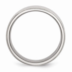 Stainless Steel Ridged Edge 8mm Brushed and Polished Band