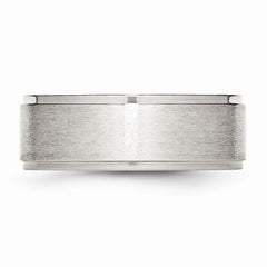 Stainless Steel Ridged Edge 8mm Brushed and Polished Band