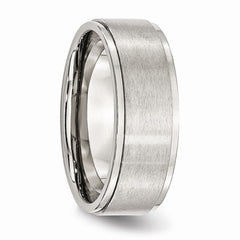 Stainless Steel Ridged Edge 8mm Brushed and Polished Band