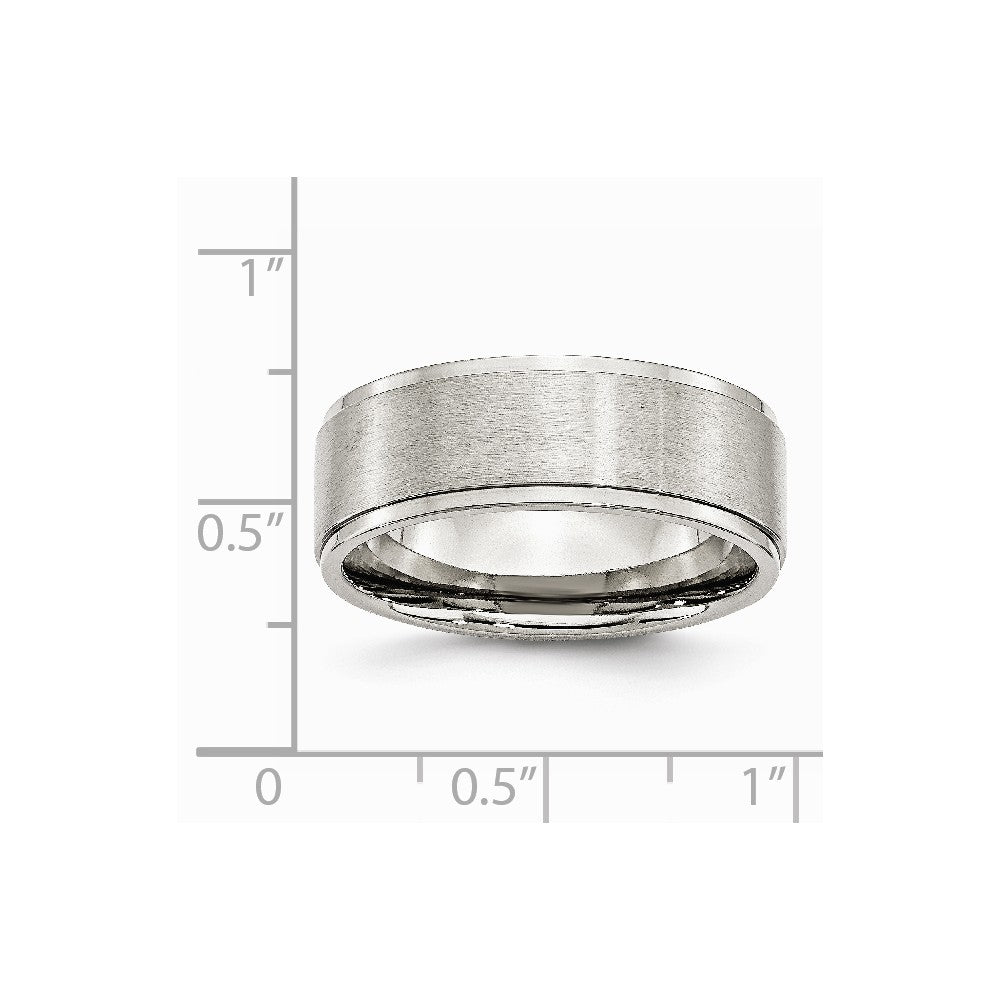 Stainless Steel Ridged Edge 8mm Brushed and Polished Band