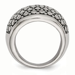 Stainless Steel Polished and Antiqued Ring