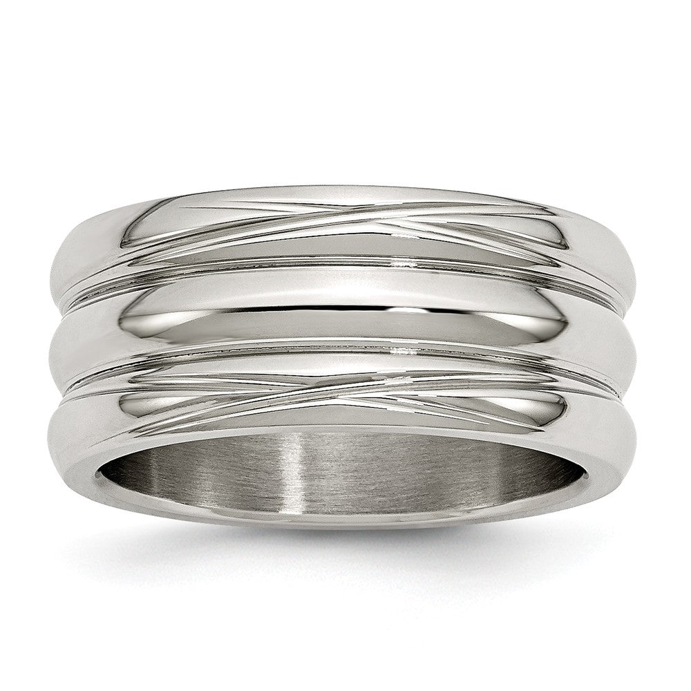 Stainless Steel Polished Grooved Ring