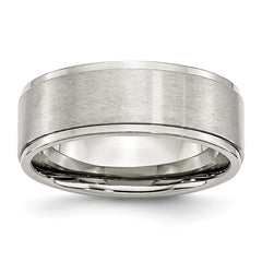 Stainless Steel Ridged Edge 8mm Brushed and Polished Band