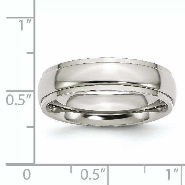 Stainless Steel Polished 6mm Ridged Edge Band