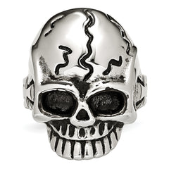 Stainless Steel Antiqued and Polished Skull Ring