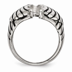 Stainless Steel Polished and Antiqued Wings Ring