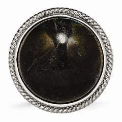 Stainless Steel Polished Labradorite Textured Ring