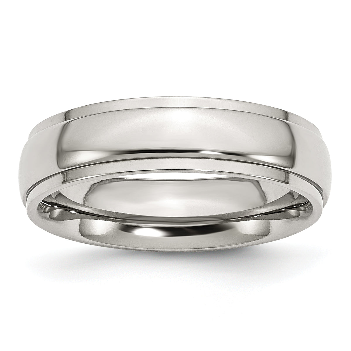 Stainless Steel Polished 6mm Ridged Edge Band