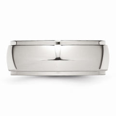 Stainless Steel Ridged Edge 8mm Polished Band