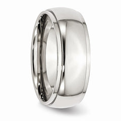 Stainless Steel Ridged Edge 8mm Polished Band